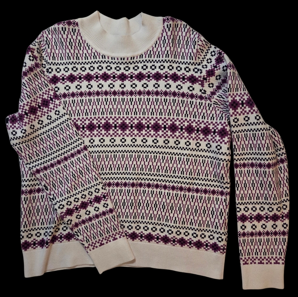 EDC Fair Isle Knit Patterned Crew Neck Sweater
